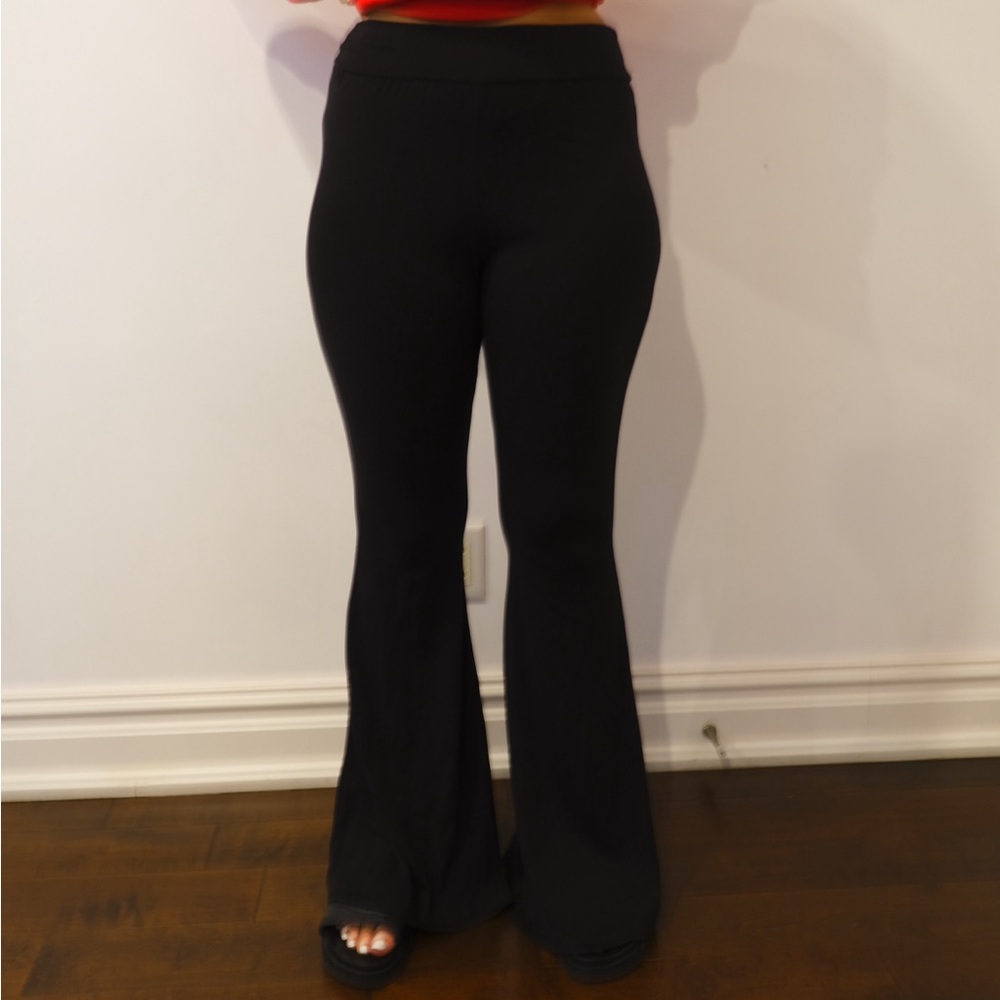 Flattering flare black leggings